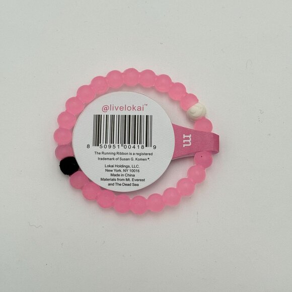 New Lokai Bracelet Pink Beads Breast Cancer Awareness Slide On Style Medium - Picture 3 of 7